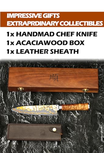 Chef Knife 8'' Blade Japanese Handmade Copper Damascus Steel (Gyuto)