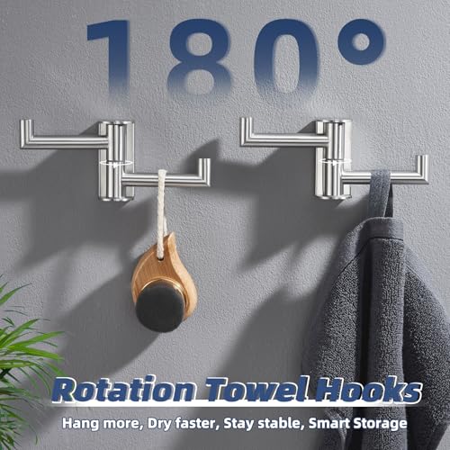 2 Pack Swivel Towel Hooks (2 Pack / Brushed Nickel)