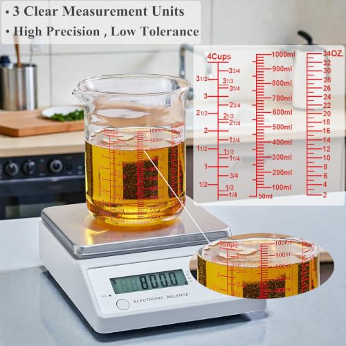 Borosilicate Glass Measuring Cup with V (4Cup,1000ML)
