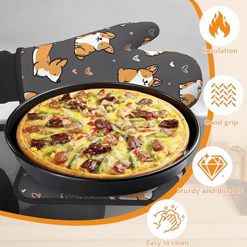 Cute Corgi Dog Oven Mitts and Pot Holders (4 Count)