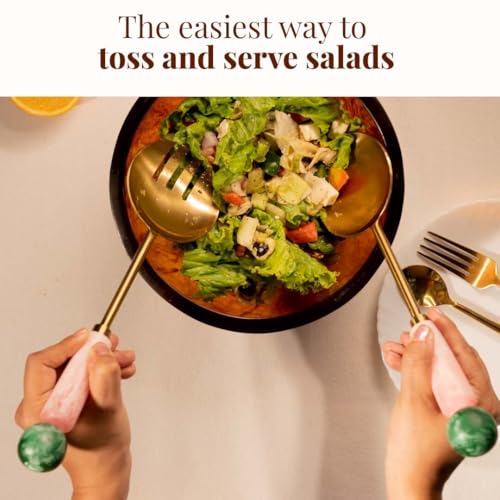 Resin Metal Salad Servers (12 x 3 inches / Pink and Sage)