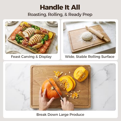 Large Acacia Wood Cutting Board for Kitchen (17"L x 12"W)