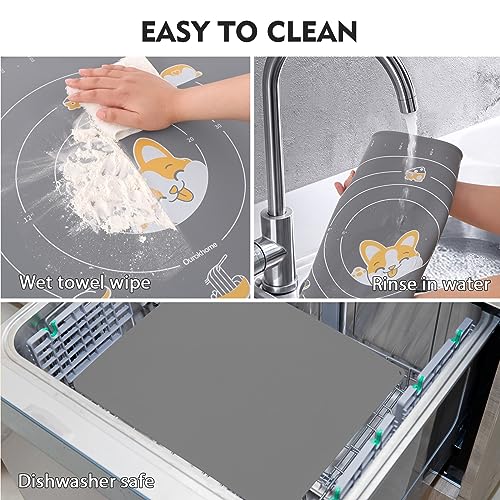 Silicone Baking Mat Sheet and Pastry Dough Cutter (Gray / 32"L x 24"W)