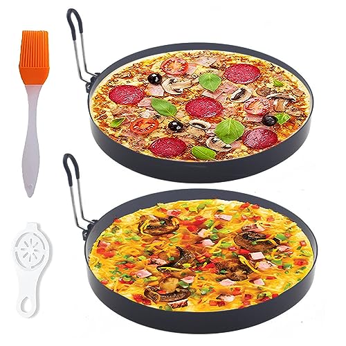 Large 2 Pack 8" Omelette Ring for Griddle (Black 2 pcs of 8“ with accessories)