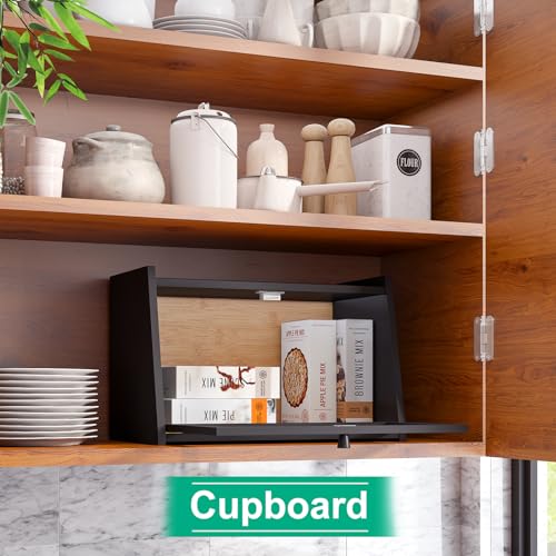 Bread Box for Kitchen Counter (Black / Medium-1_Tier)