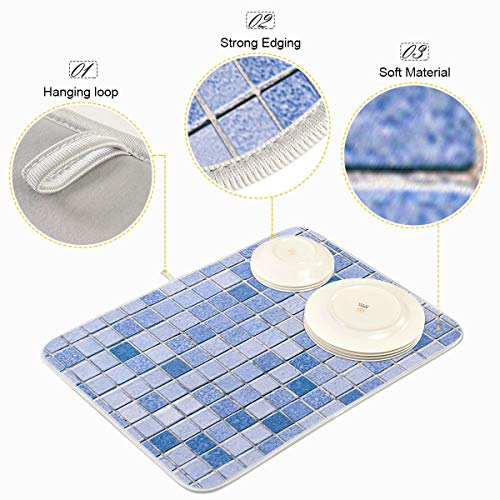 Super Absorbent Dish Drying Mat (Mosaic Marble Pattern / 18" x 24")