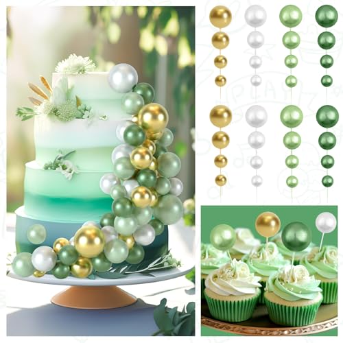 48 Pcs Balls Cake Topper Decorations Balloon Cupcake Toppers Foam Cake Topper Balls Cake Balls Decorations for Birthday Party Cake Decorating (48 Count)