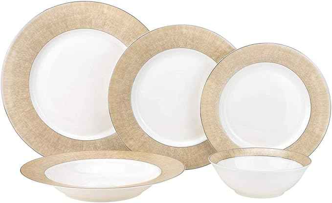 Euro Porcelain 57-pc Banquet Dinnerware Set, Luxury Tableware Dining Service for 8