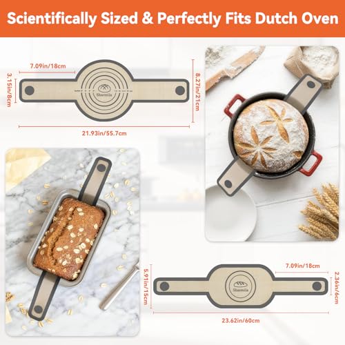 2Pc Silicone Bread Sling for Dutch Oven Sourdough Baking Tools (Gray / 2Pcs Oval and Round)