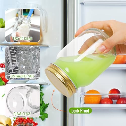 Glass Mason Jars 16 oz (Gold Lids-16oz)