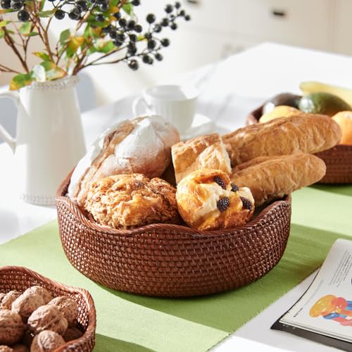 Rattan Bread Basket (Set of 3 (Small/Medium/Large) - Brown)