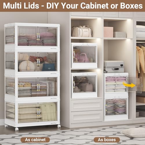 480Qt Stackable Storage Bins with 4 Lids (White / 120Qt-4Pack)