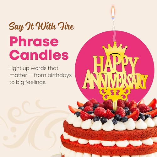 Happy Anniversary Reusable Gold Romantic Cake Candle