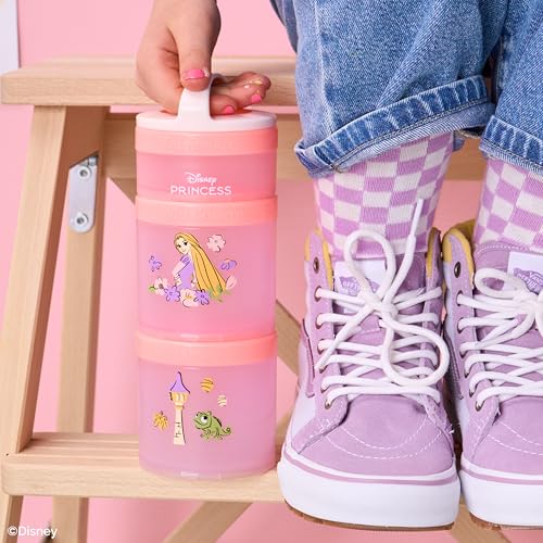 Rapunzel) DiSNEY PRINCESS Whiskware Stackable Snack Pack - 3 Jar + Handle - White/Pink/Purple (Disney / Rapunzel)