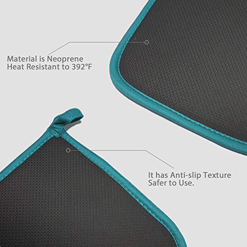 2Pcs Cotton and Neoprene Oven Pads Pot Holders with Pocket 8"x8.5" Dual (Green)