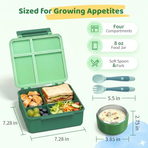 Bento Lunch Box with 8oz Soup Thermo (Green)