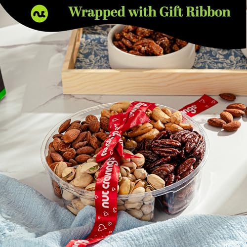 Mixed Nuts Gift Basket (3. Classic Red Ribbon - (4 Piece Assortment))
