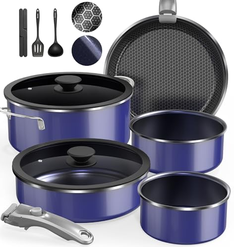 Ceramic Pots and Pans Set Non Stick (Deep Sapphire)