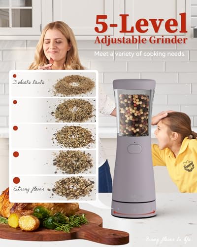 Electric Salt and Pepper Grinder Set with Storage Base (Lavender)