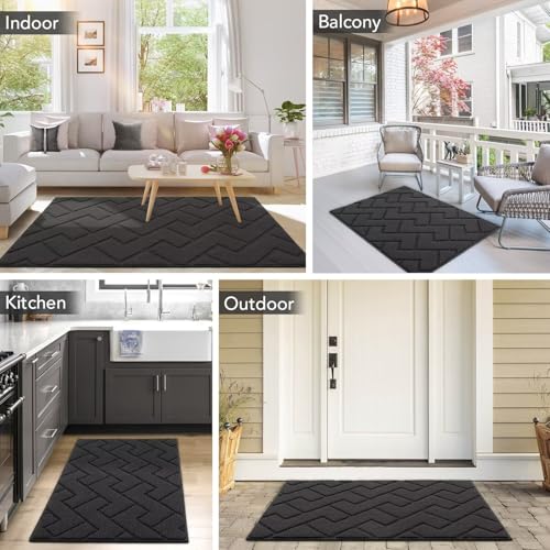 Front Door Mat Outside Entrance (Charcoal / 35" x 24" (Rectangular))