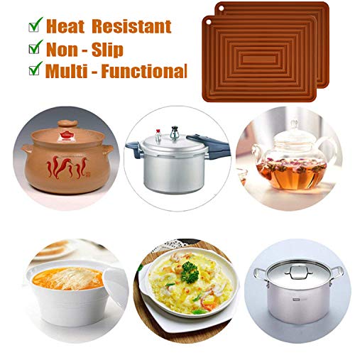 2 Pack Large Silicone Trivet Mats (Coffee)