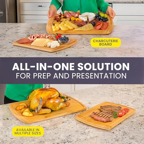 Extra Large Bamboo Cutting Board Set of 2 (Glue-Free Surface - Round)