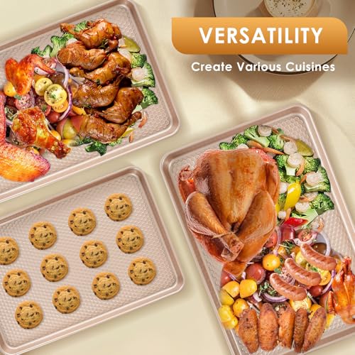 Baking Sheet Pan Set of 3 (Textured Rose Gold)