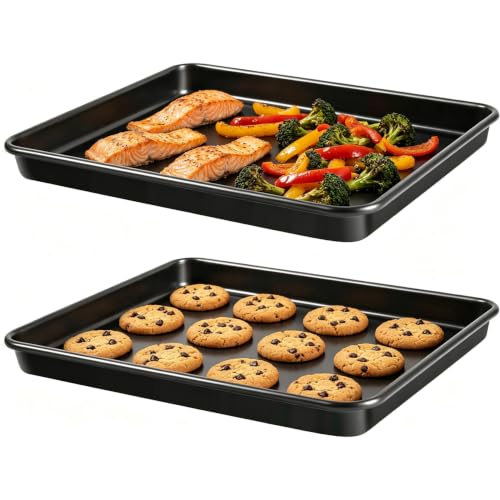 12.7 Inch Nonstick Baking Sheets & Cookie Trays for Oven (12.7in-Black)