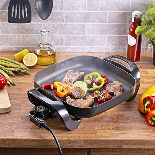 12 x 12 Inch Nonstick Ceramic Electric Skillet with Glass Lid (12*12 Black)