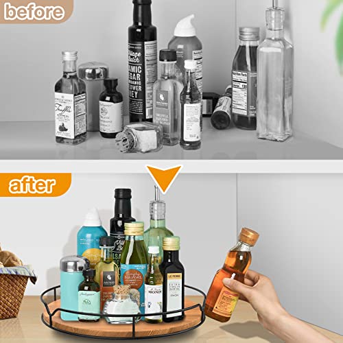 Lazy Susan Turntable Organizer for Cabinet Pantry Kitchen Countertop Refrigerator Cupboard (Carbonized Black / 9'')