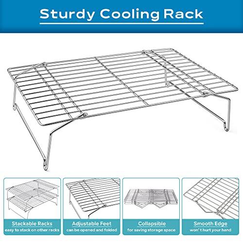 4 Tier 15x10IN Cookie Cooling Rack for Cooking Stackable Collapsible