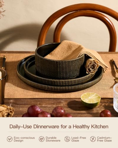 Dinnerware Set for 6 (Black/Gold)