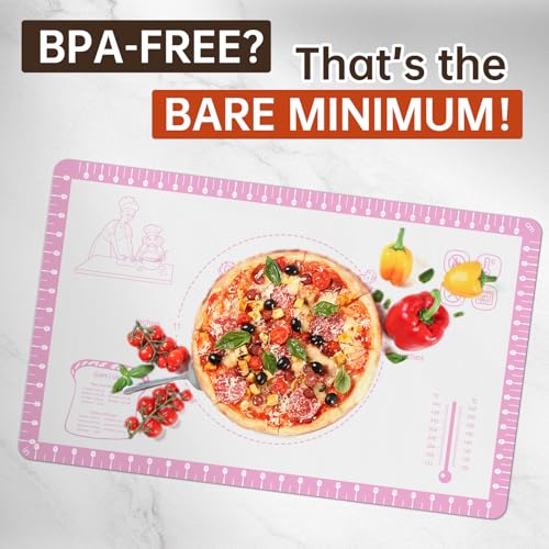 Non Slip Silicone Baking Mat With 10 Useful Recipes (Pink / 28"L x 20"W)