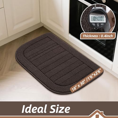 30x18 Inch Kitchen Rugs Non Slip Washable Kitchen Sink Rug (1'6" x 2'6" (Semicircular) / Brown)