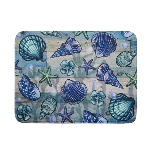 Starfish Seashell Dish Drying Mat 18x24 inch Coastal Beach Dish Drainer Rack Pad Absorbent Microfiber Fast Dry Kitchen Counter Accessories (Starfish Seashell / 18" x 24")