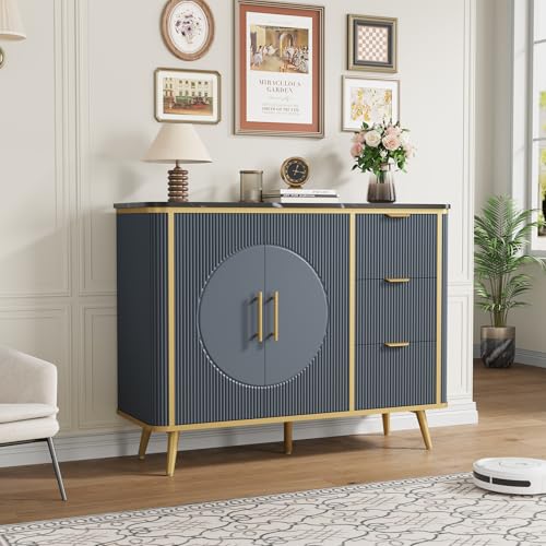 47.3" Modern Buffet Cabinet with Storage (Navy Blue-3draws)