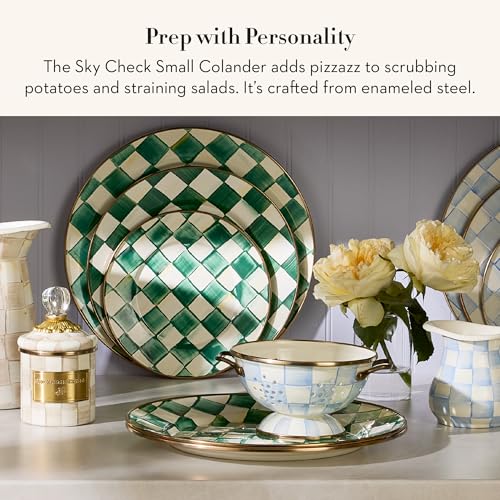 Enamel Colander (Small / Sky Check)