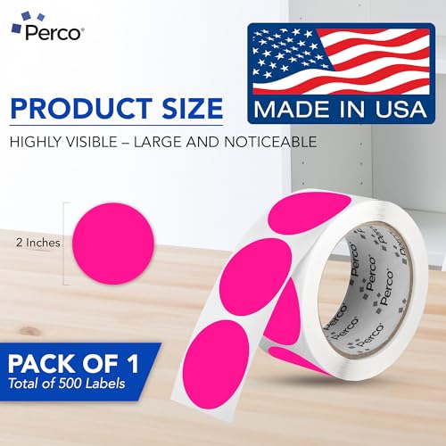 Neon Pink Round Circle Dot Sticker 2 (Neon Pink / 2 Inch)