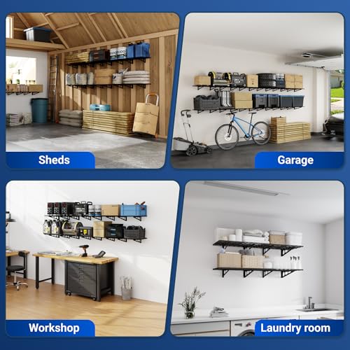 2 Pack 2x6ft Garage Shelving 24 (2 pack-2x6 ft / Black)