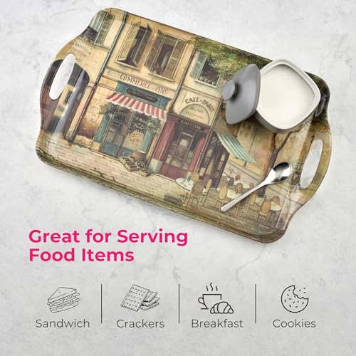 Parisian Scenes Melamine Rectangular Serving Tray (18.9" x 11.6" / Parisian Scenes)