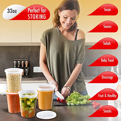 32oz Deli Containers with Leakproof Lids (32oz)