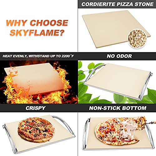 16" Cordierite Pizza Stone with Removable Stainless Steel Rack