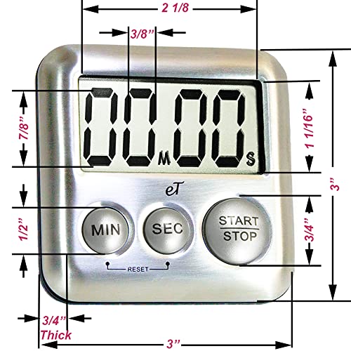 Elegant Digital Kitchen Timer Stainless Steel (8 Count)