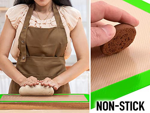 2 Pack) Silicone Baking Mat Sheet Set - Reusable Baking Mat Nonstick - Half Sheet Baking Mat For Oven - 16.5" x 11.6" (Light Green) (2 Count)