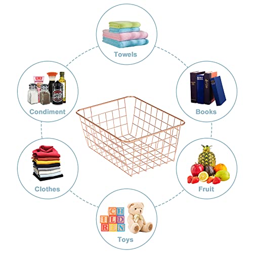 Wire Kitchen Storage Basket 4 Packs (Rose gold)