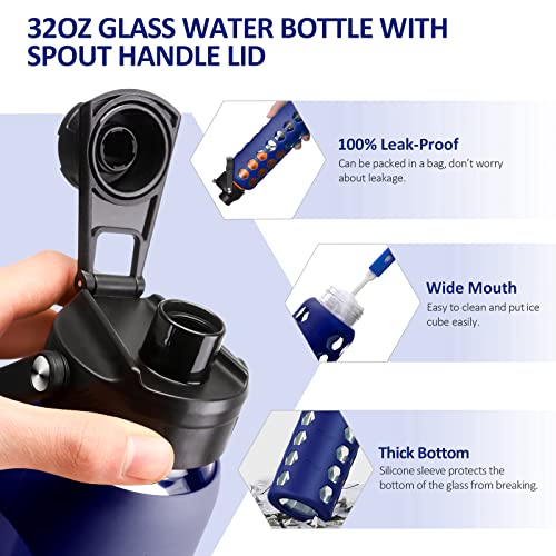 Glass Water Bottle (Bule / 32 Ounces)