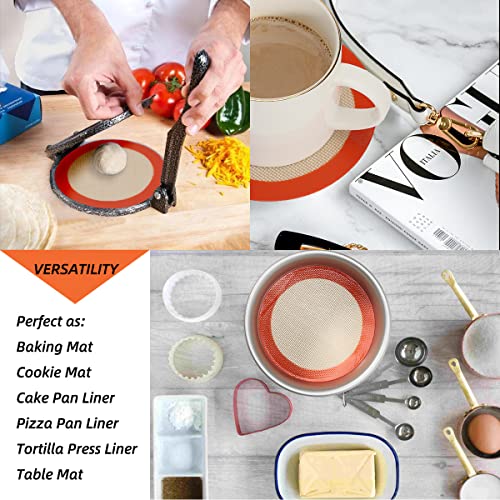 6 Inch Round Baking Mats (Bright Orange / 5.5"L x 5.5"W)