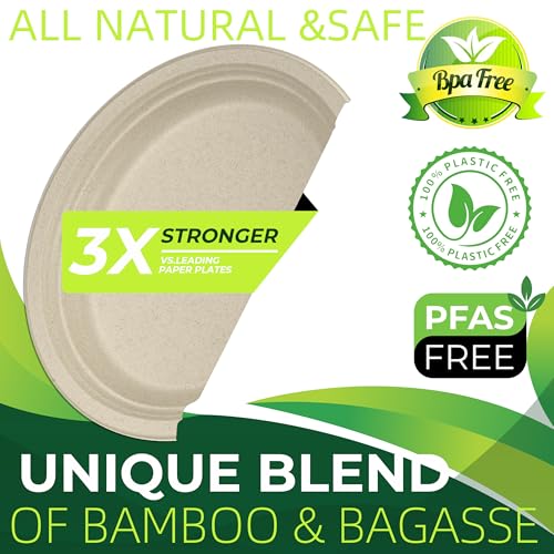 100PCS 100% Compostable Original Oval Paper Plates (Original / 12in Oval(100count))