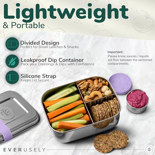 Stainless Steel Bento Box + Condiment Container (Lavender / 47oz / 1400ml)