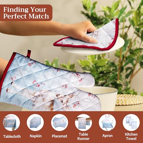 Maison d'Hermine Oven Gloves 100% Cotton Oven Mitt (113 - Fairy Tale Forest / 7.5" x 13" (Oven Mitt))